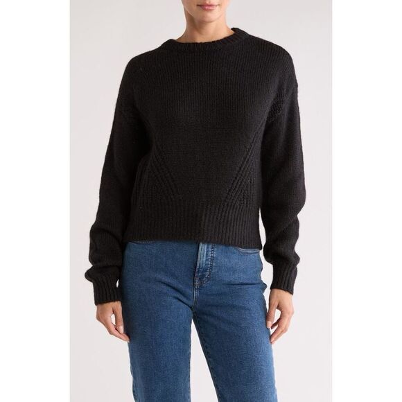 Madewell Simone Balloon Sleeve Sweater size XL Wool Blend Black - Picture 1 of 11